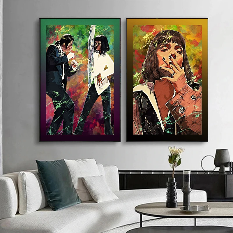 

Pulp Fiction Movice Figures Posters and Prints Canvas Painting Graffiti Wall Art Picture Vintage Movie Decorative Home Decor