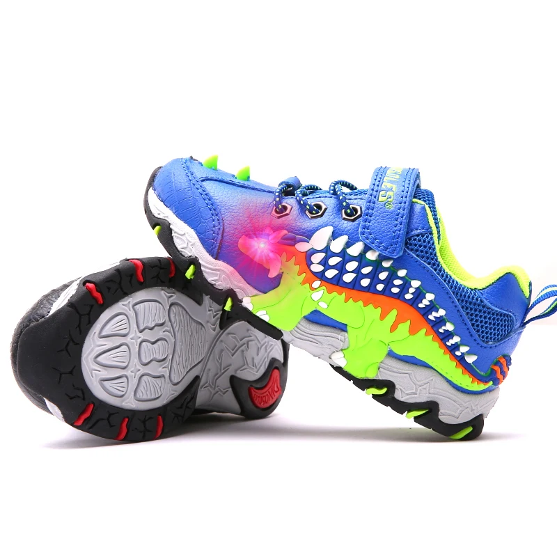 Кроссовки детские с подсветкой Нескользящие динозавром | Детская одежда и обувь