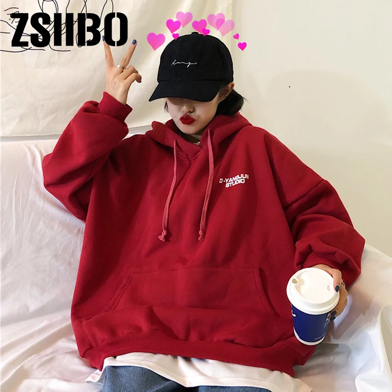 Женская толстовка черного размера плюс с капюшоном и длинным рукавом осенняя