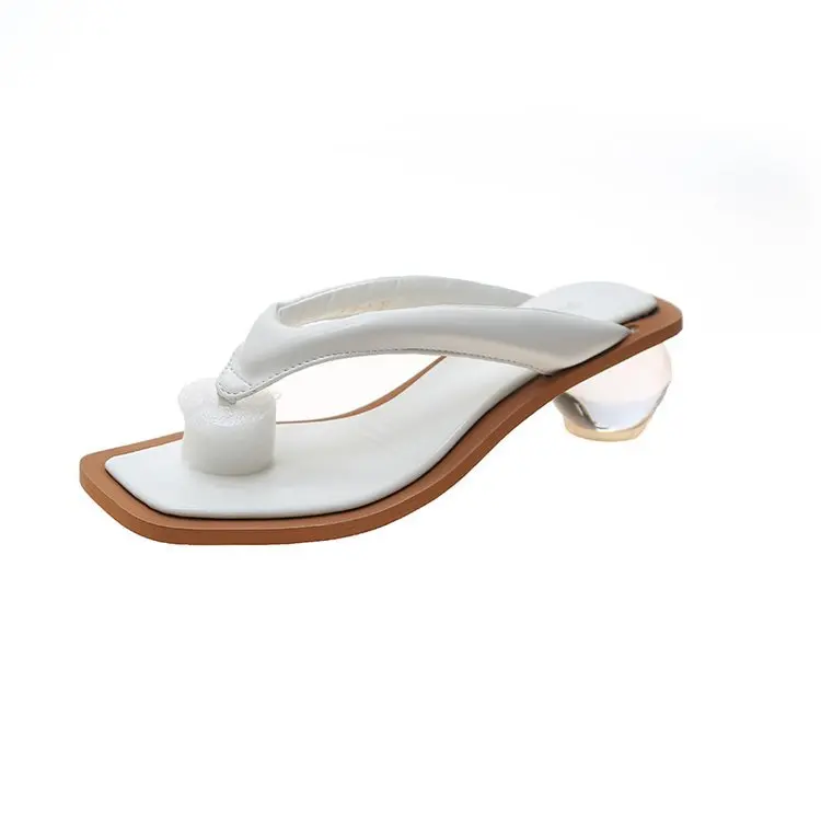 

Flip flop women's wear 2021 summer new fairy style mid heel high heel clip foot sandal with profiled heel