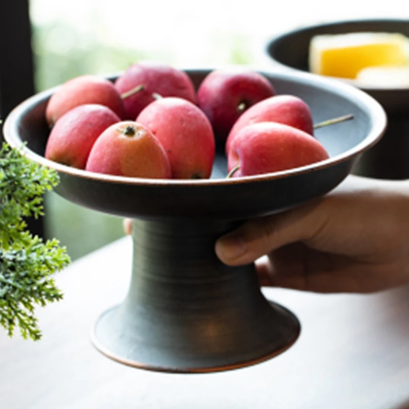 Ретро круглая железная Высокая подставка металлическая винтажная тарелка для