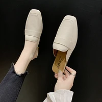 square toe mules slippers women shoes casual summer autumn fashion slip on flats sandals jelly slides holiday beach shoes anti