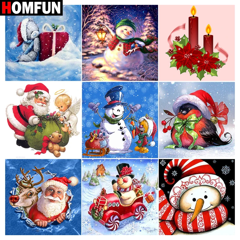 

Алмазная 5d картина HOMFUN «Рождественский зимний Снеговик», вышивка крестиком, квадратная круглая Алмазная вышивка, ручная работа, стразы