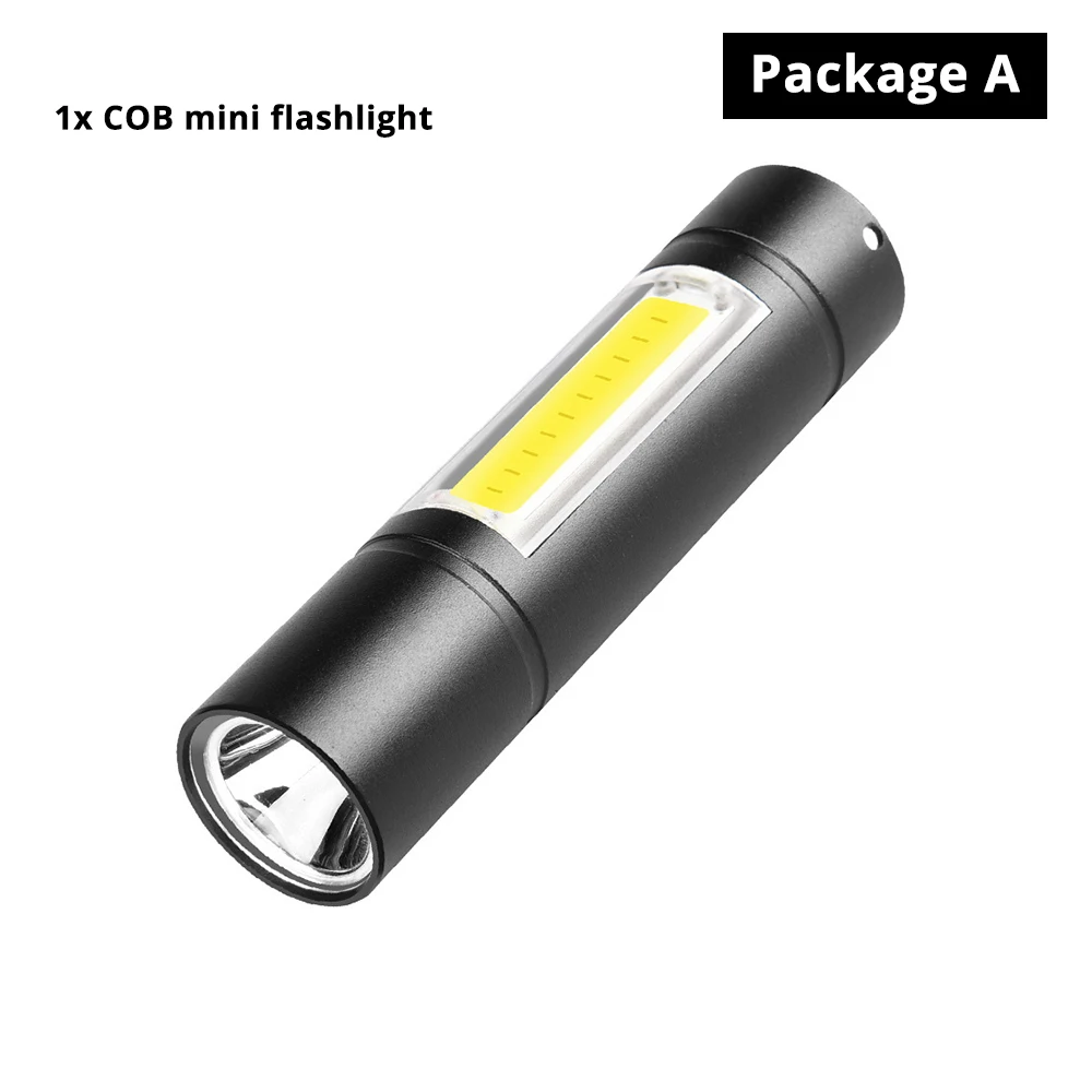 Package A USB Перезаряжаемый Фонарик 3 режима освещения COB+ XPE светодиодный мини-фонарик водонепроницаемый портативный используется для кемпинга, велоспорта, работы и т. д - Испускаемый цвет: Package A