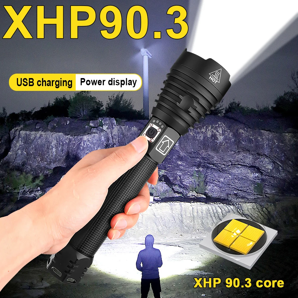 400000 лм XHP90.3 тактическая светодиодная вспышка светильник фонарь 18650 26650 Батарея