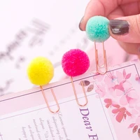 kawaii 6 color hairball paper clips binder clamp diy mini cute picture memo holder for kids decoration office binding supplies