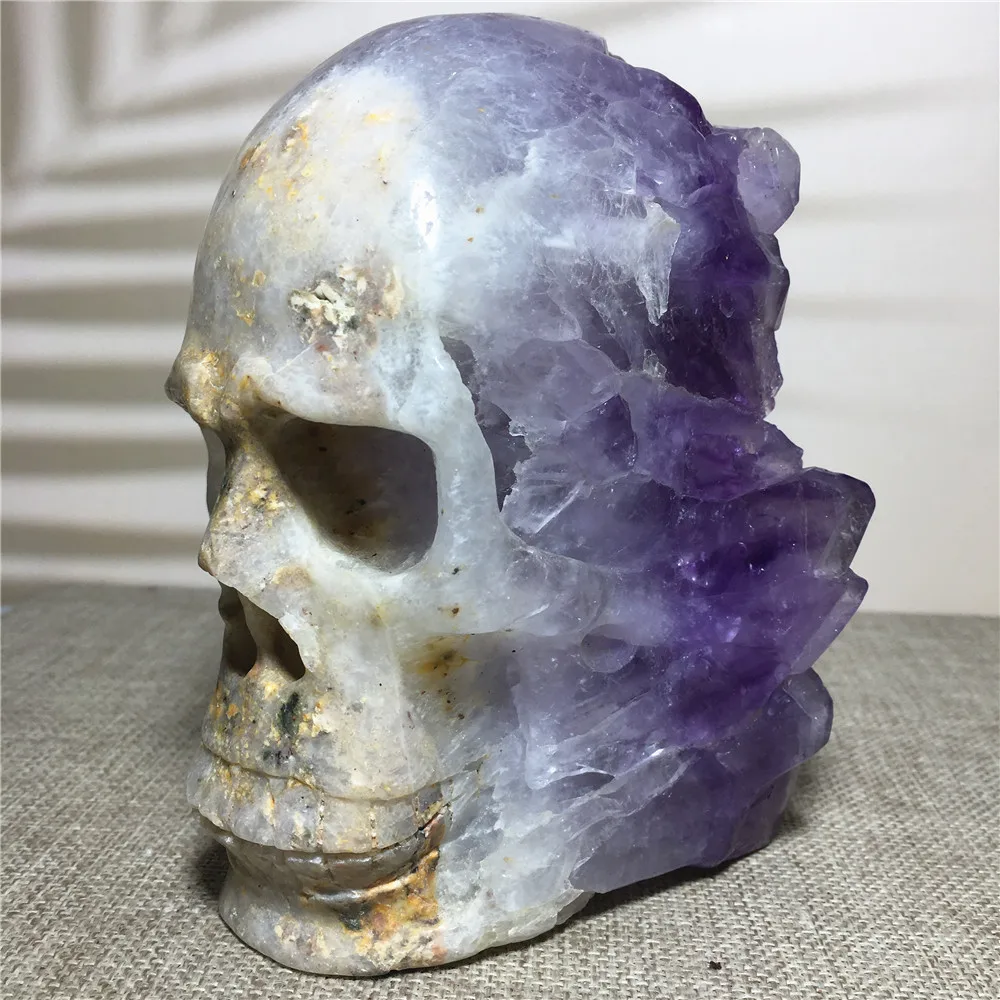 

Натуральный кристалл, аметист, Череп, орнамент для медитации, украшение дома