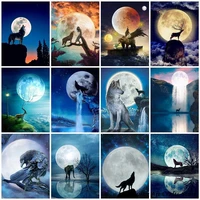 5d diy diamond painting deer wolf bear embroidery full round square drill cross stitch kits animal mosaic pictures home decor
