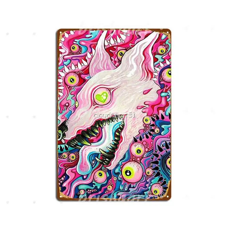 

Glitterwolf акриловой живописи металлические знаки стены пещера вечерние печати металлические дощечки Плакаты