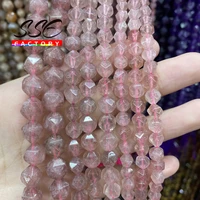 natural strawberry quartz beads faceted gem loose spacer stone beads for jewelry making diy bracelet accessories 6 8 10 12mm 15