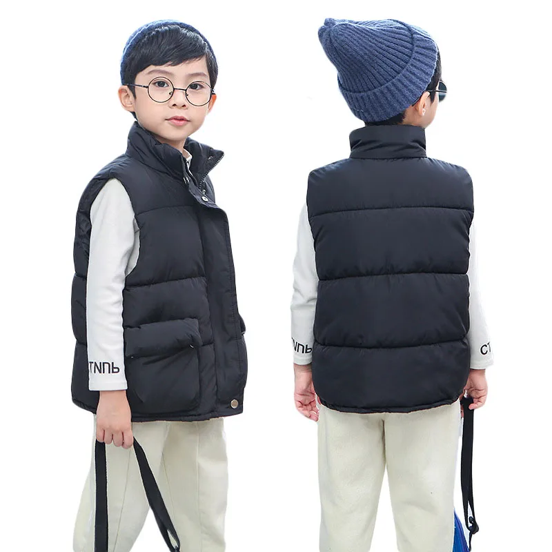 Модный зимний детский хлопковый жилет для малышей осенняя однотонная безрукавка