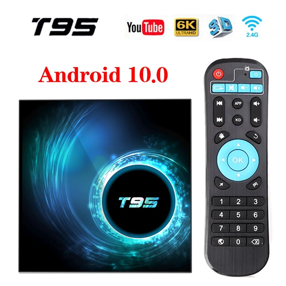 20 шт. T95 Smart TV Box Android 10 0 4 ГБ 32 64 Гб Allwinner H616 четырехъядерный 1080P 4K медиаплеер 2 16