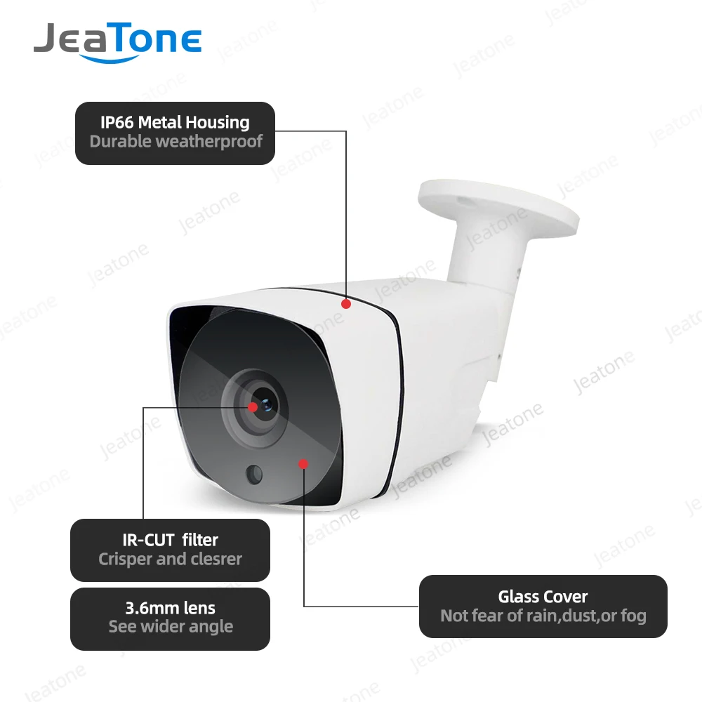 JeaTone Security CMOS POE IP Проводная металлическая камера Bullet 1080P 2MP HD водонепроницаемая