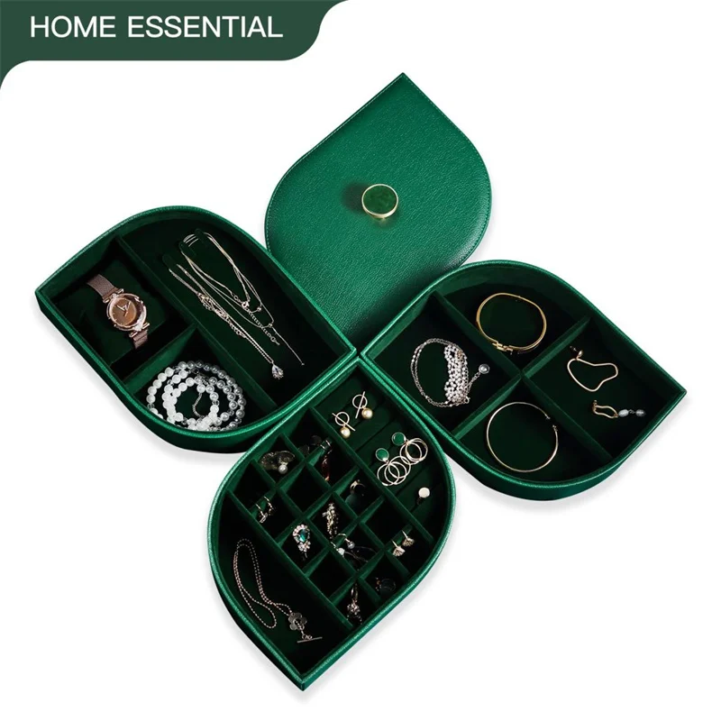 3-Layers Luxury Large Leather Jewelry Storage Box Tray Women Jewelry Organizer Case Earrings Ring Necklace Casket Jewellery Box