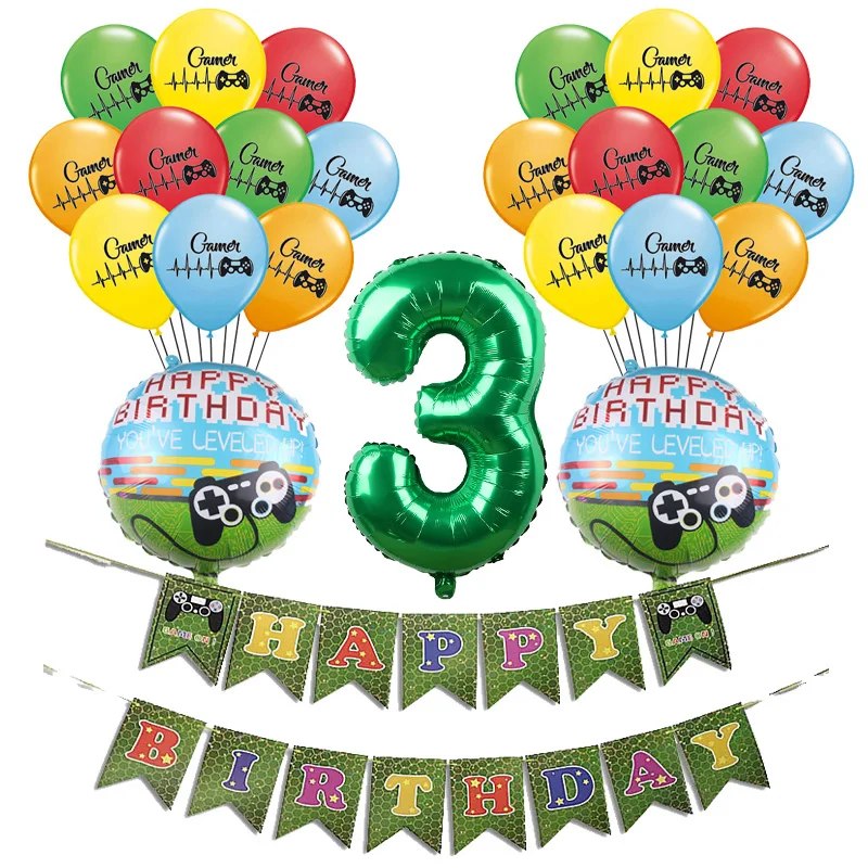 1Set 3 1 Набор игровой ручки контроллер Латексные Шары Баннер овсянка с днем рождения флажки для украшения овсянки Игрушки для мальчиков детские шары - Color: 1Set 3