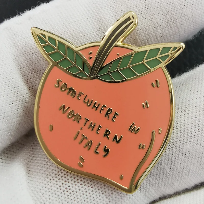 Some Where in Northern Italy 1983 Brooch Peach Enamel Pins CMBYN Badge Apricot Pin Gift