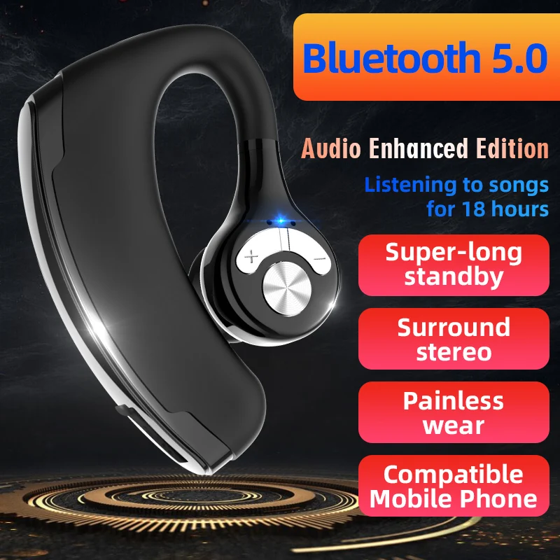 Heaton, беспроводная bluetooth-гарнитура, новинка, для офиса, гарнитура, с крючком, Bluetooth, наушники с микрофоном, с управлением, вкладыши V 5,0