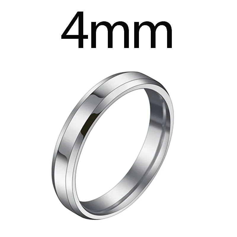 Steel 4mm ELSEMODE мужское черное титановое кольцо из нержавеющей стали прямые парные кольца для влюбленных для женщин - Цвет основного камня: Steel 4mm