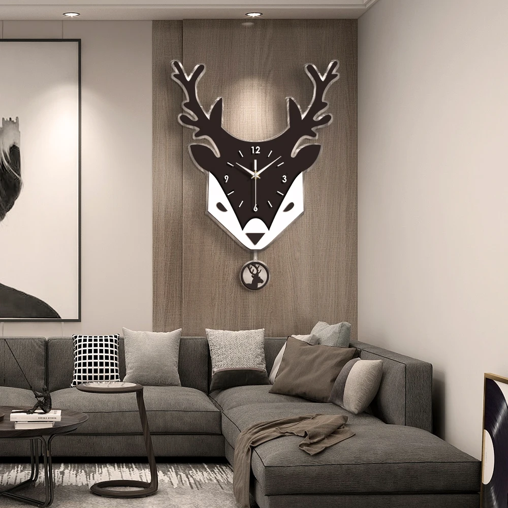 Настенные 3d часы в скандинавском стиле с головой оленя уникальные дизайнерские