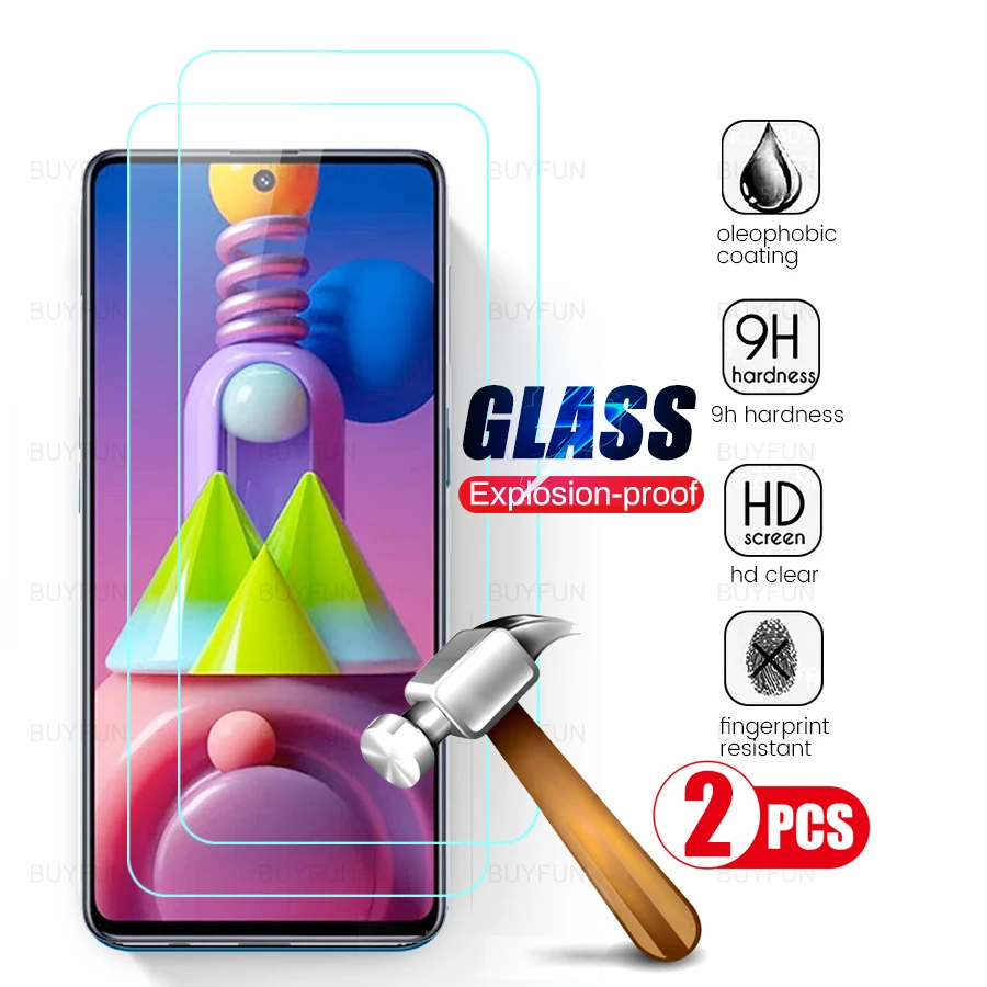 

2 шт., защитные пленки на весь экран, закаленное стекло для samsung m51 galaxym51 galaxy m 51 sm-m515f/dsn 6,7 '', защитная пленка для телефона