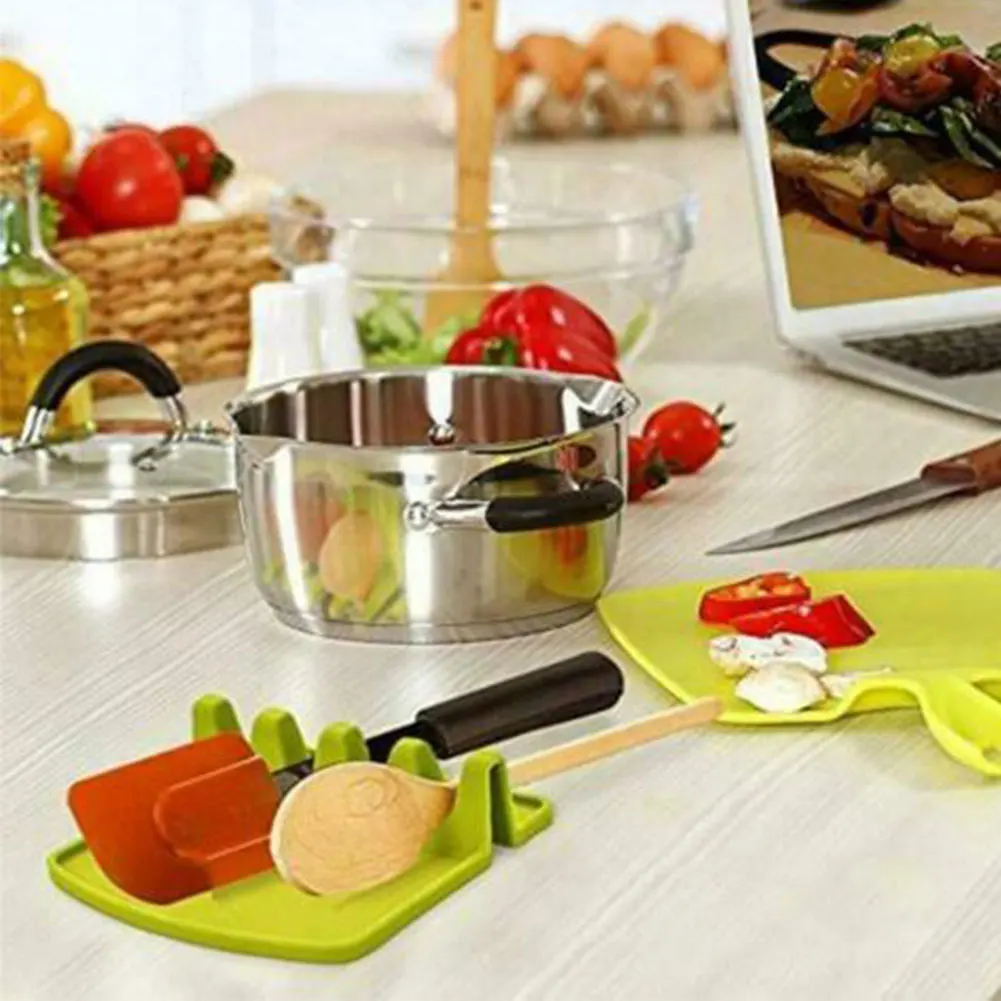 

Kitchen Silicone Utensil Rest with Drip Pad for Multiple Utensils Heat Resistant Spoon Rest Ladle Utensil Holder Organizer