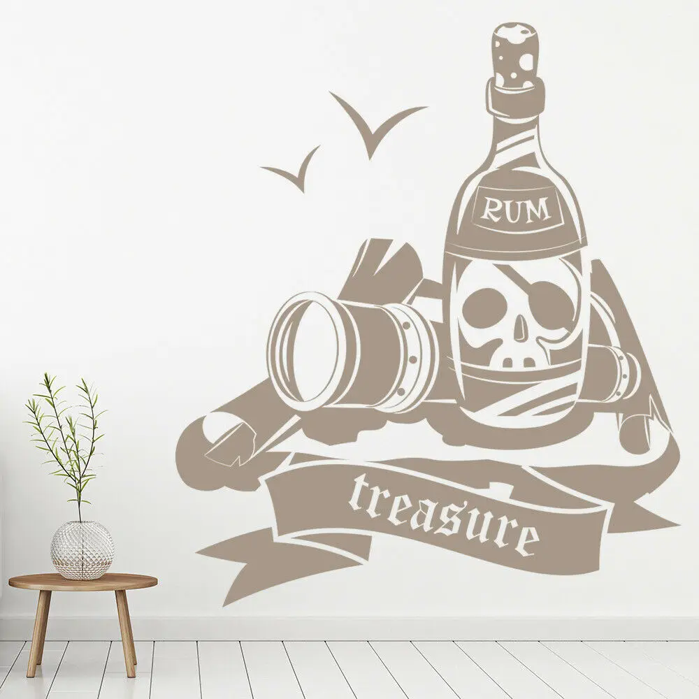Пиратская Наклейка на стену с сокровищами ром алкоголем черепом художественная
