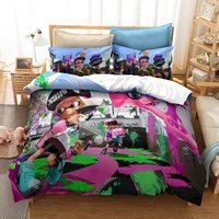 popular splatoon 2 game printed bedding set 3d cartoon duvet cover set pillow case twin full queen king size bed linen bed sets