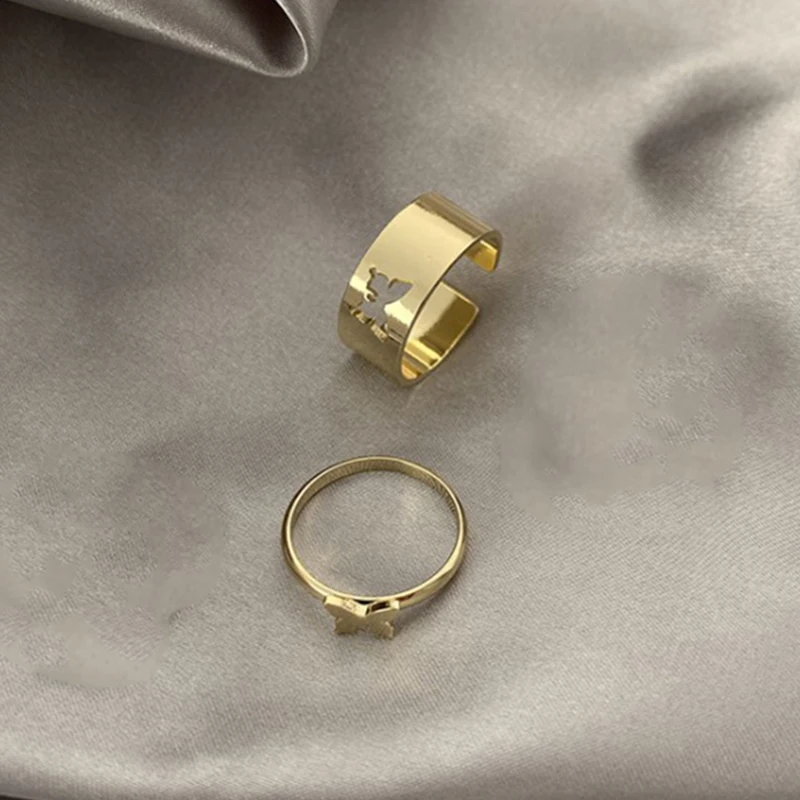 Бесплатная доставка 2 шт. Пара Кольца комплект медная бабочка кольца для мужчин и