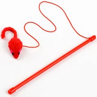 cat toys kitten pet teaser feather wand turkey feather interactive stick toy wire chaser wand toy wire chaser wand toy red color