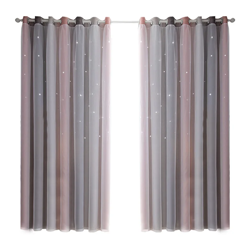 1 шт. розовые затемненные занавески со звездами для гостиной спальни оконные