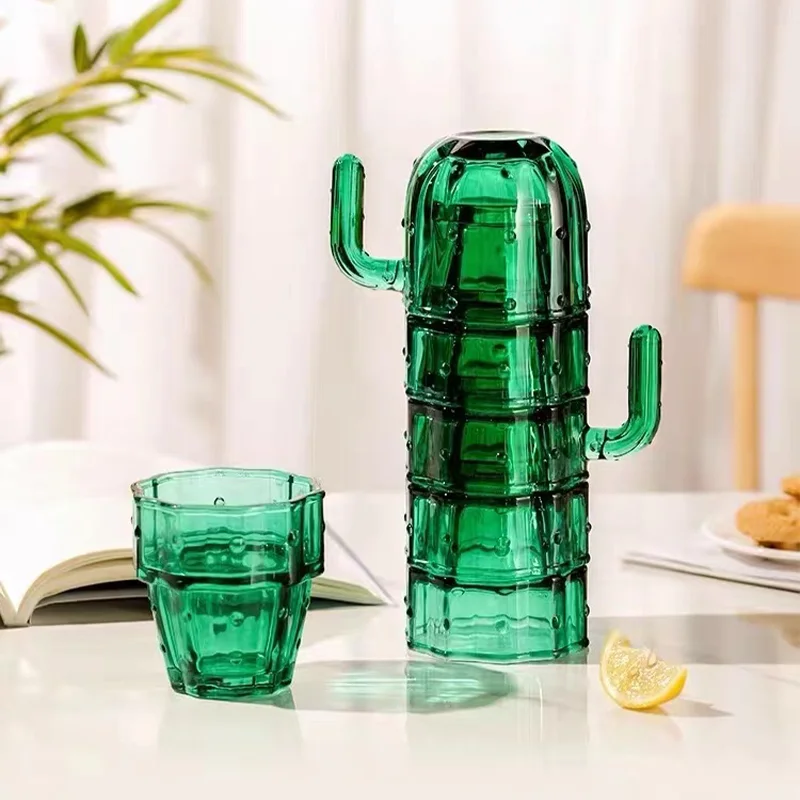 

6Pcs/Set Cactus Glass Cups Beautiful Mug Family Tea Water Coffee Cup Gift Box Set Colorful Mug for Home Decoration