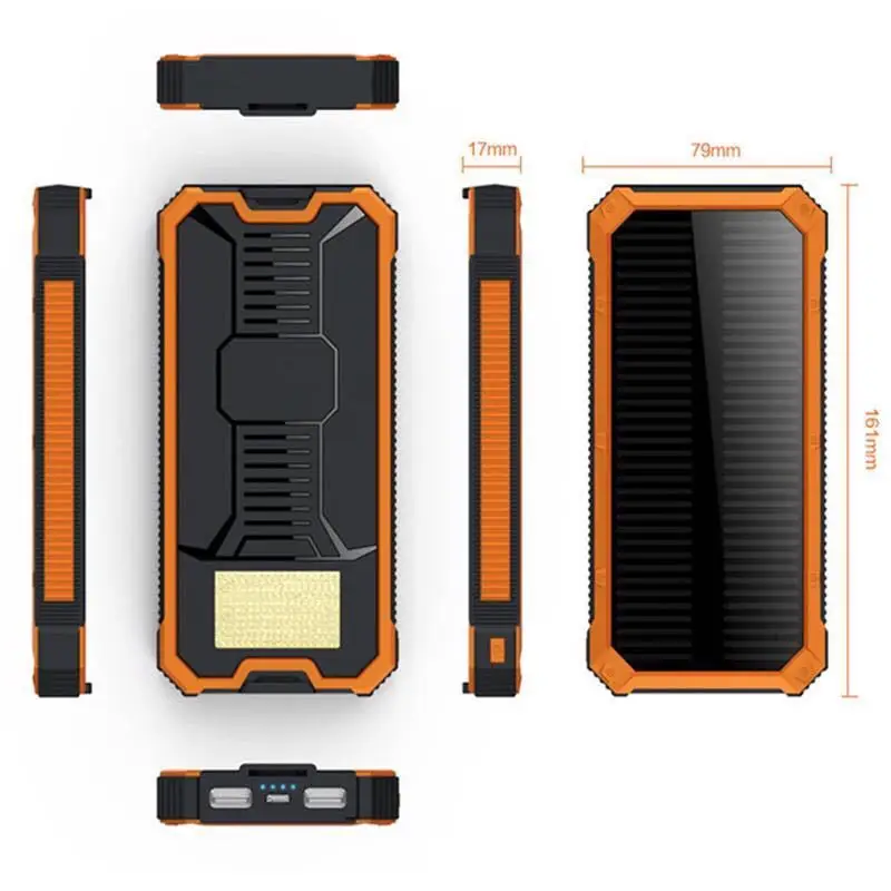 20000mAh большой емкости светодиодный солнечный портативное зарядное устройство чехол с двумя портами usb для телефона камера стол Ультрафиолетовый фонарь крюк