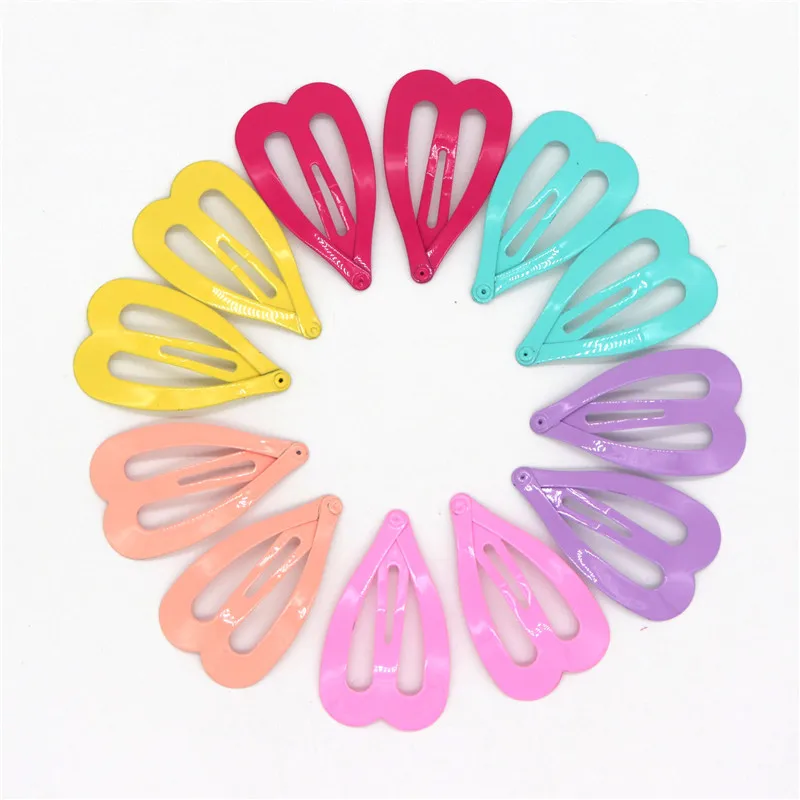 

2019 New 4.5Cm Big Snap Heart Hair Clip Korean Kids Baby Girl Hair Clips Metal Barrettes Hairpins Cute Candy Color Bb Hairclips