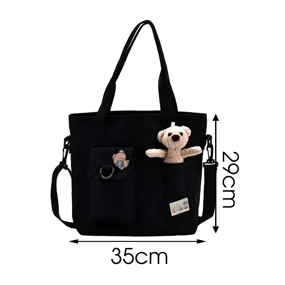 

Casual Solid Color Bags for Women 2020 New Fashion Cartoon Bear Handbags Canvas Female Shoulder Bags Lady Shopping Crossbody Bag