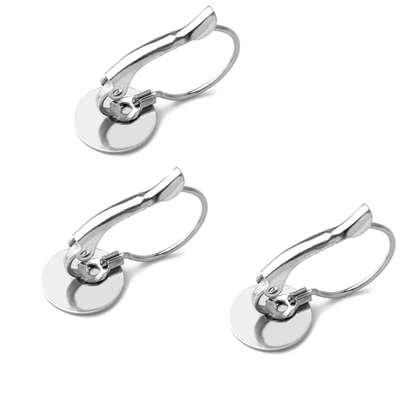 20pcs 2019 New Stainless Steel Earrings Flat Blank Base Fit 6mm/8mm/10mm French Ear Hook Jewelry Making Accessories Wholesale