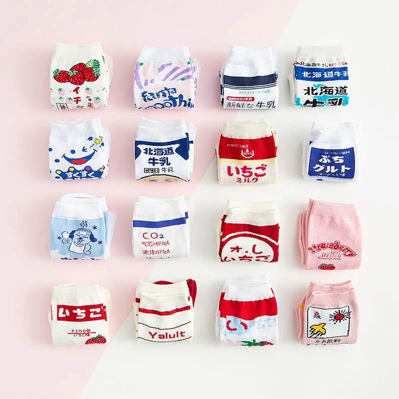 Новые весенние носки с мультяшными фруктами женские хлопковые модные креативные