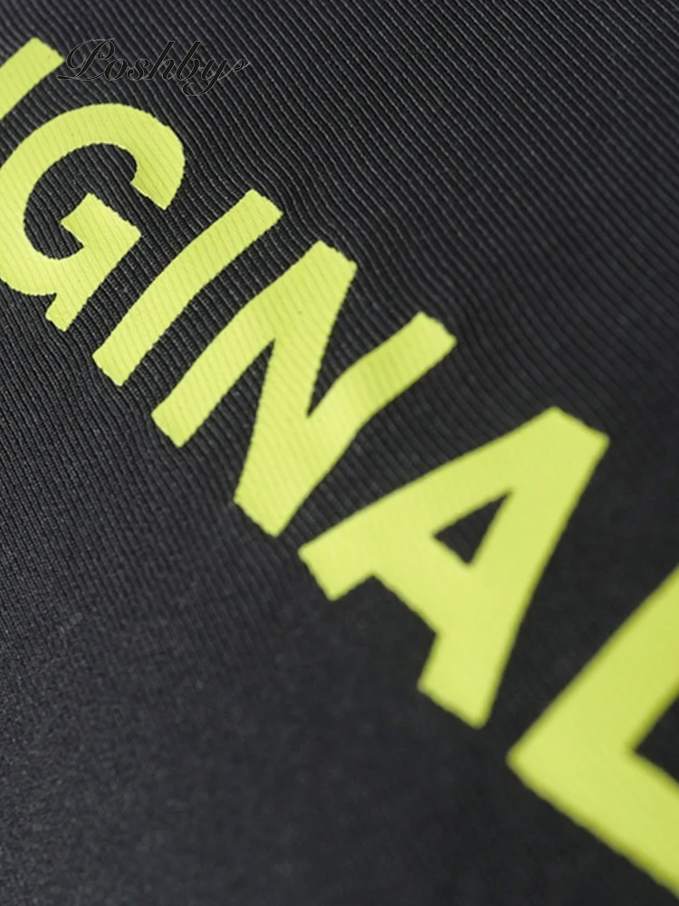 

Poshby One Shoulder Summer Bodycon Letter Print Solid Short Jumpsuits Women Streetwear Sexy Casual Y2k Playsuits Female Rompers