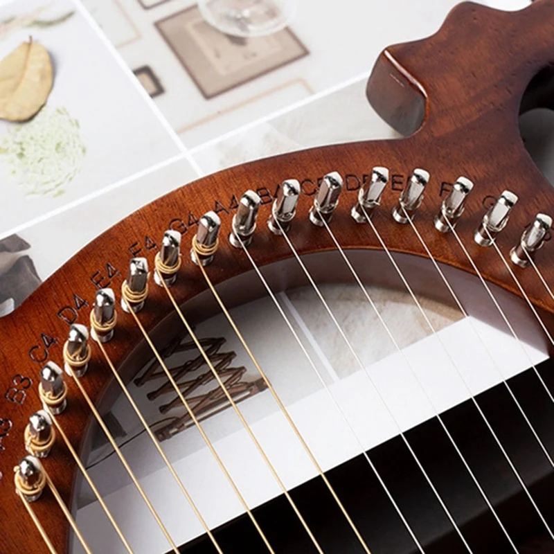 

Lyre Harp,16 String Mahogany String Instrument with Tuning Wrench and Spare Strings for Music Lovers Beginners,Etc