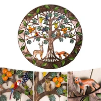 3d round tree of life metal wall decor metal art hanging ornament garden sculptures home living room and yard decoration