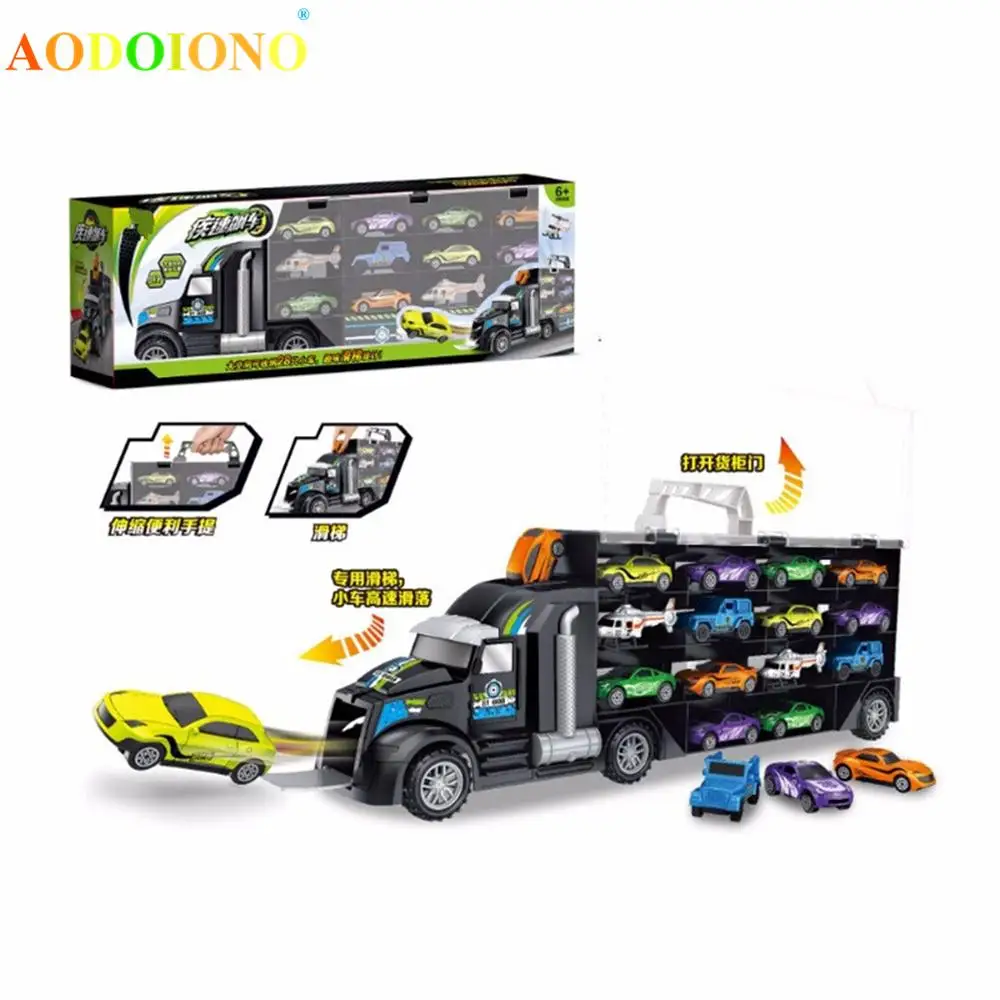 15 шт./компл. грузовик переноска игрушечный для мальчиков из сплава 10 автомобилей 2