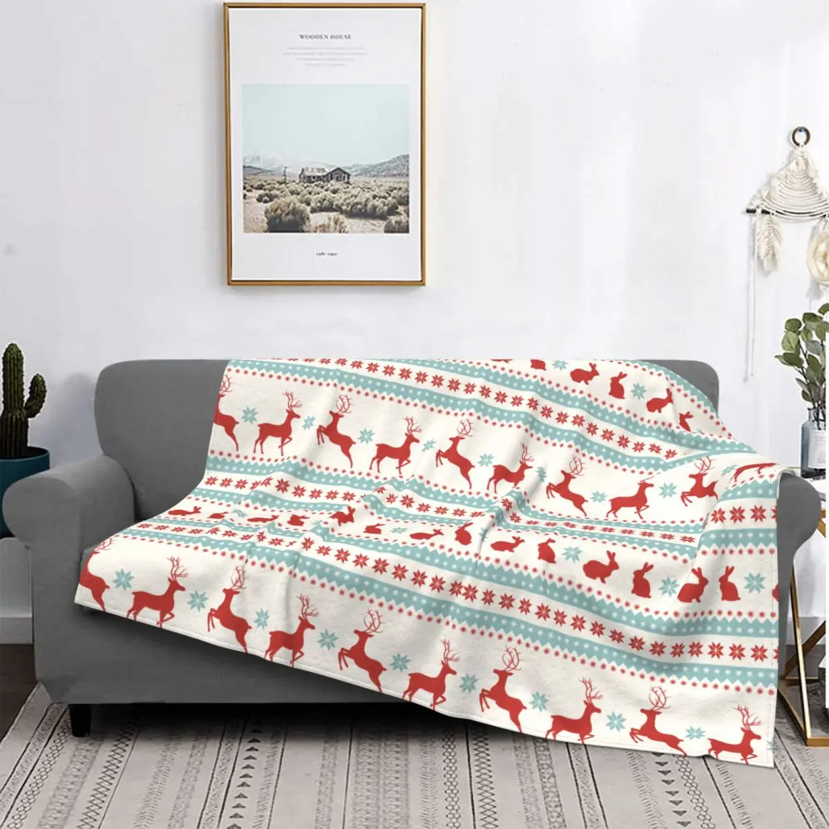 

Weihnachten Dekorationen Deer Und Bunny Decke Flanell Lustige Warme Decke für Home Restaurant Herbst/Winter