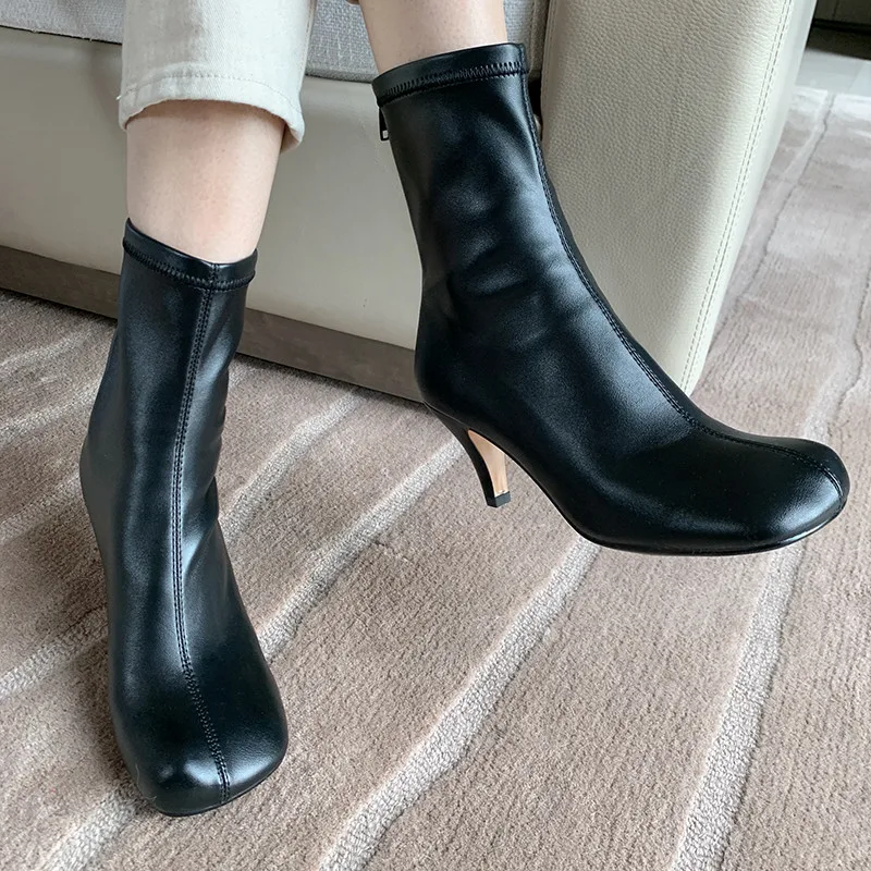 

ASUMER 2020 new fashion slim stretch boots top quality vintage square toe zip high heel party shoes autumn ankle boots women