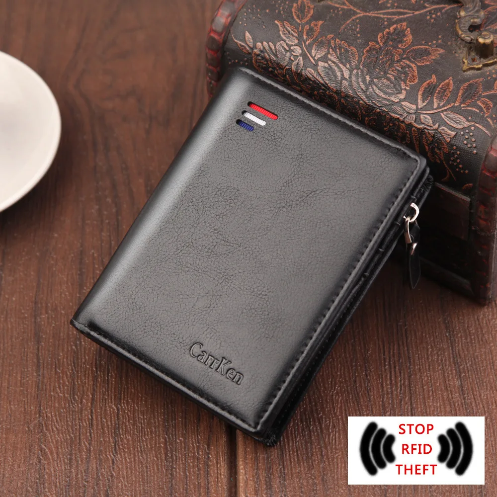 

short Men wallets fashion new card purse Multifunction organ leather wallet for male zipper wallet with coin pocket