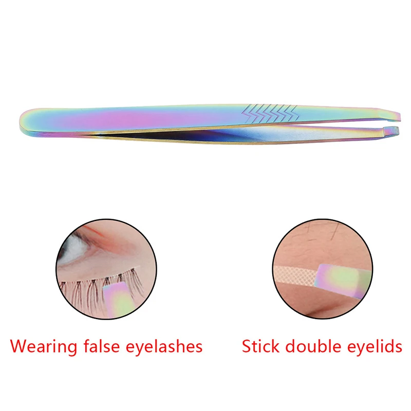 

Chameleon Rainbow Eyebrow Tweezer Makeup Tool Stainless Steel Incline Tip Hair Remover Cosmetic Eyebrow Clip Beauty Care Tool