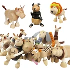 Моделирование диких животных, модель куклы, обезьяна, корова, жираф, Лев, тигр, медведь, деревянные модели героев, обучающая игрушка для детей