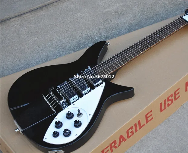 Высококачественная электрическая гитара черная Рик 325 фиксированный мост может