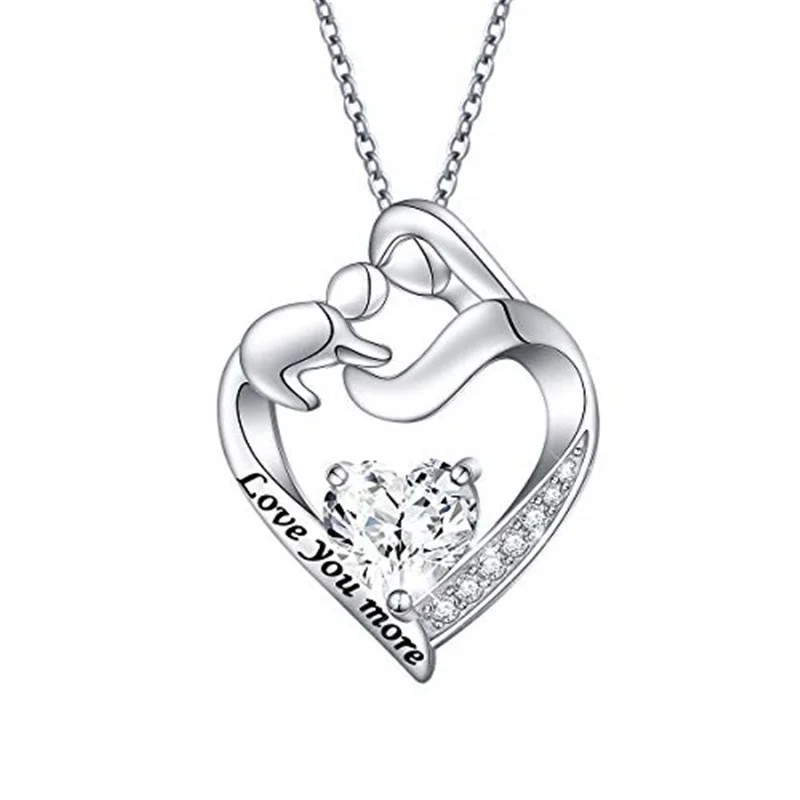 

Модное серебряное ожерелье с кулоном в виде сердца из белого циркония для мамы и ребенка, подарок для мамы