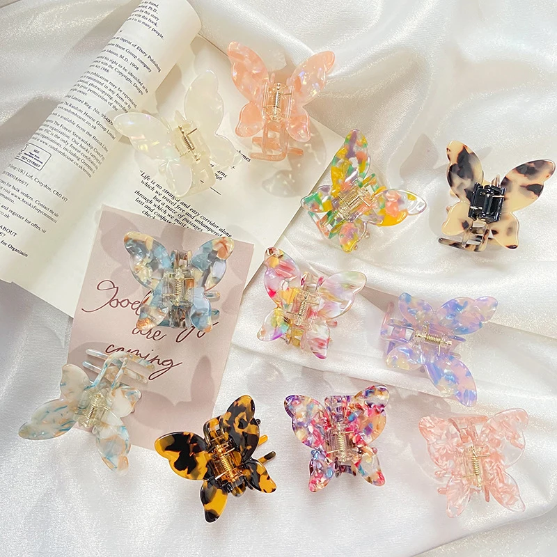 

Korean Sweet Fairy Butterfly Hair Clip For Hair Women Hair Claw Ponytail Holder Butterfly Acrylic Hair Accessories Hairpin