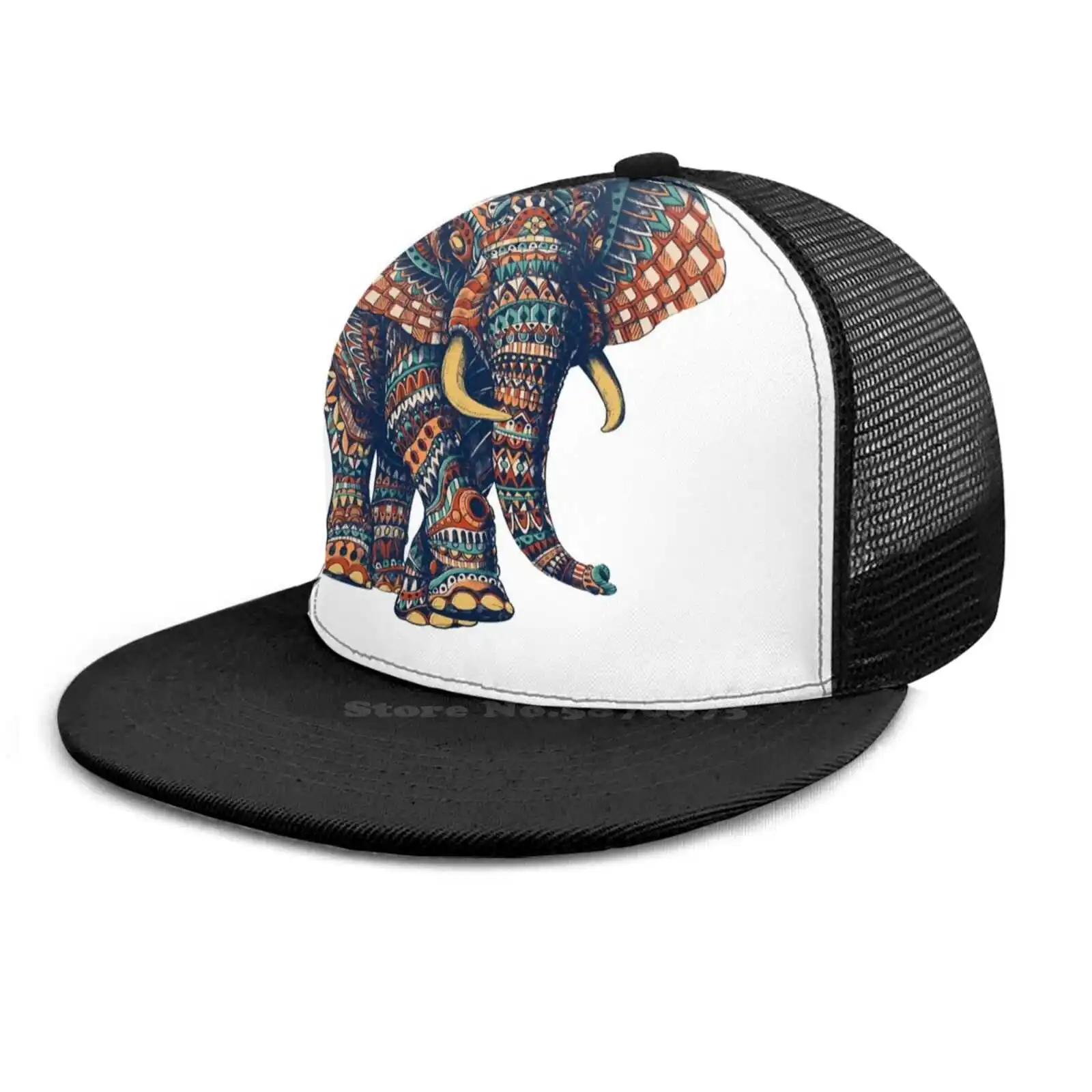 С орнаментом слона V2 на (цветная версия) модная шапка в стиле хип хоп слон