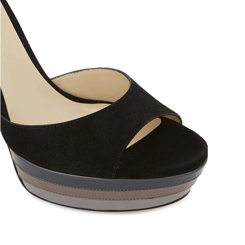 Женские летние босоножки на платформе и высоком каблуке черные элегантные